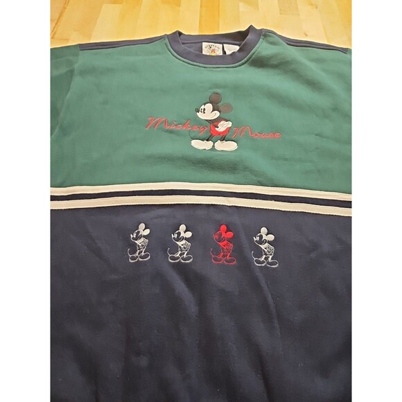 Vintage Mickey & Co Blue & Green Adult Large Sweatshirt Brazos Sportswear 90's - Picture 5 of 16